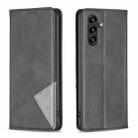 For Samsung Galaxy A35 Rhombus Texture Magnetic Leather Phone Case(Black) - 1