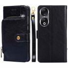 For Honor 90 5G Zipper Bag Leather Phone Case(Black) - 1