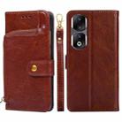 For Honor 90 Pro 5G Zipper Bag Leather Phone Case(Brown) - 1