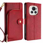 For Honor Magic6 Zipper Bag Leather Phone Case(Red) - 1