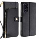 For Honor 200 5G Zipper Bag Leather Phone Case(Black) - 1