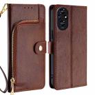 For Honor 200 5G Zipper Bag Leather Phone Case(Brown) - 1