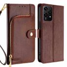 For Honor 200 Lite 5G Global Zipper Bag Leather Phone Case(Brown) - 1