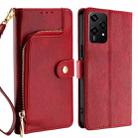 For Honor 200 Lite 5G Global Zipper Bag Leather Phone Case(Red) - 1