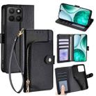 For Honor X8c 4G Zipper Bag Leather Phone Case(Black) - 1