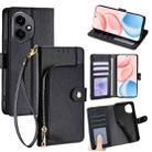 For Honor 400 Global 156.5mm Zipper Bag Leather Phone Case(Black) - 1