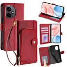 For Honor 400 Global 156.5mm Zipper Bag Leather Phone Case(Red) - 1
