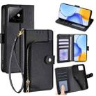 For Honor X60 GT 5G Zipper Bag Leather Phone Case(Black) - 1