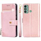 For ZTE Blade A53 4G Zipper Bag Leather Phone Case(Rose Gold) - 1