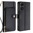 For ZTE Anshin Family Zipper Bag Leather Phone Case(Black) - 1