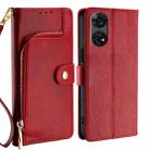 For ZTE Anshin Family Zipper Bag Leather Phone Case(Red) - 1