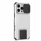 For iPhone 16 Pro Max Stereoscopic Holder Sliding Camshield Phone Case(White) - 2