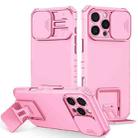 For iPhone 16 Pro Max Stereoscopic Holder Sliding Camshield Phone Case(Pink) - 1