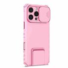 For iPhone 16 Pro Stereoscopic Holder Sliding Camshield Phone Case(Pink) - 2