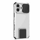 For iPhone 16 Plus Stereoscopic Holder Sliding Camshield Phone Case(White) - 2