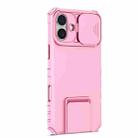 For iPhone 16 Plus Stereoscopic Holder Sliding Camshield Phone Case(Pink) - 2