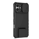 For iPhone 16 Plus Stereoscopic Holder Sliding Camshield Phone Case(Black) - 2