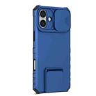 For iPhone 16 Plus Stereoscopic Holder Sliding Camshield Phone Case(Blue) - 2