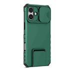 For iPhone 16 Plus Stereoscopic Holder Sliding Camshield Phone Case(Green) - 2