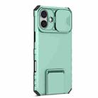 For iPhone 16 Plus Stereoscopic Holder Sliding Camshield Phone Case(Light Blue) - 2