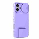 For iPhone 16 Plus Stereoscopic Holder Sliding Camshield Phone Case(Purple) - 2