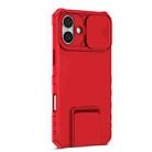 For iPhone 16 Stereoscopic Holder Sliding Camshield Phone Case(Red) - 2