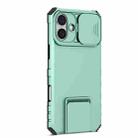 For iPhone 16 Stereoscopic Holder Sliding Camshield Phone Case(Light Blue) - 2