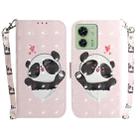 For Motorola Edge 40 3D Colored Horizontal Flip Leather Phone Case(Heart Panda) - 1