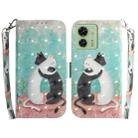 For Motorola Edge 40 3D Colored Flip Leather Phone Case(Black White Cat) - 1