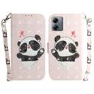 For Motorola Moto G14 3D Colored Flip Leather Phone Case(Heart Panda) - 1