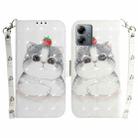 For Motorola Moto G14 3D Colored Horizontal Flip Leather Phone Case(Cute Cat) - 1