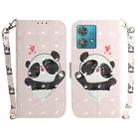 For Motorola Edge 40 Neo 3D Colored Horizontal Flip Leather Phone Case(Heart Panda) - 1