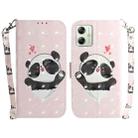 For Motorola Moto G54 3D Colored Horizontal Flip Leather Phone Case(Heart Panda) - 1