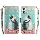 For Motorola Moto G54 3D Colored Horizontal Flip Leather Phone Case(Black White Cat) - 1