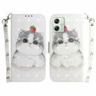 For Motorola Moto G54 3D Colored Horizontal Flip Leather Phone Case(Cute Cat) - 1