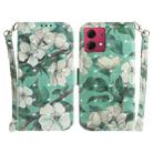 For Motorola Moto G84 3D Colored Flip Leather Phone Case(Watercolor Flower) - 1