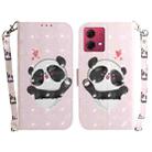 For Motorola Moto G84 3D Colored Flip Leather Phone Case(Heart Panda) - 1