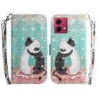 For Motorola Moto G84 3D Colored Horizontal Flip Leather Phone Case(Black White Cat) - 1