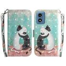 For Motorola Moto G Play 4G 2024 3D Colored Flip Leather Phone Case(Black White Cat) - 1