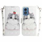 For Motorola Moto G Play 4G 2024 3D Colored Flip Leather Phone Case(Cute Cat) - 1