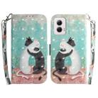 For Motorola Moto G Power 5G 2024 3D Colored Flip Leather Phone Case(Black White Cat) - 1