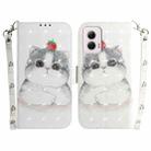 For Motorola Moto G Power 5G 2024 3D Colored Horizontal Flip Leather Phone Case(Cute Cat) - 1