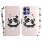 For Motorola Edge 50 Pro 3D Colored Flip Leather Phone Case(Heart Panda) - 1