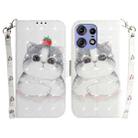 For Motorola Edge 50 Pro 3D Colored Flip Leather Phone Case(Cute Cat) - 1