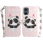 For Motorola Edge 2024 3D Colored Horizontal Flip Leather Phone Case(Heart Panda) - 1