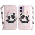 For Motorola Moto G04s / Moto E14 3D Colored Horizontal Flip Leather Phone Case(Heart Panda) - 1