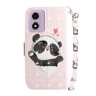 For Motorola Moto G04s / Moto E14 3D Colored Horizontal Flip Leather Phone Case(Heart Panda) - 3