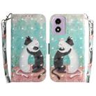 For Motorola Moto G04s / Moto E14 3D Colored Flip Leather Phone Case(Black White Cat) - 1