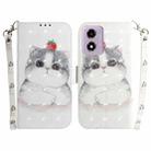 For Motorola Moto G04s / Moto E14 3D Colored Horizontal Flip Leather Phone Case(Cute Cat) - 1