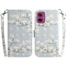 For Motorola Moto G55 3D Colored Flip Leather Phone Case(Magnolia) - 1